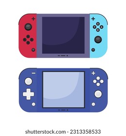 Nintendo Game switch controllers icon. Handheld game console. Mobile video device. Cartoon vector illustration isolated on white bacground, drawn on 05.06.2023