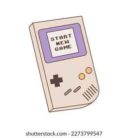 Dispositivo electrónico de consola Nintendo GameBoy aislado en fondo blanco. De vuelta a los 90. Nostalgia por el elemento de los años 90. Estilo retro.
