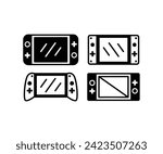 nintendo switch console play games icon simple black white vector design illustrations collections isolated on white background
