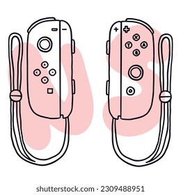 Nintendo Switch game controllers. Vector illustration in hand-drawn cartoon flat style isolated on white background.