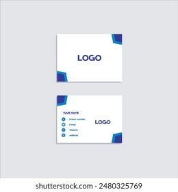 The ninth business card design is blue on a white background and has a minimalist shape