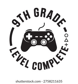 Ninth grade level complete badge featuring a video game controller