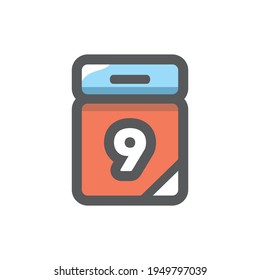 Icono del vector del calendario Noveno de mayo Ilustración de dibujos animados