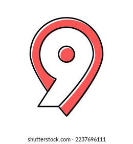 ninth number color icon vector. ninth number sign. isolated symbol illustration