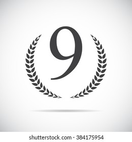 Ninth Place Laurel Design Label Vector Illustration EPS10