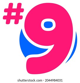 Ninth Place Sign - Amazing vector template of rounded 9th place sign suitable for animation, grade, icon, tournament, sign, ranking, sticker, template design assets, decoration, and illustration 