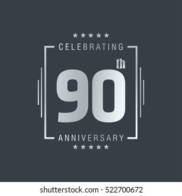 Ninty anniversary celebration logotype. 90th anniversary logo collection. Anniversary label. Anniversary logo template. Anniversary sign. Vector Illustration