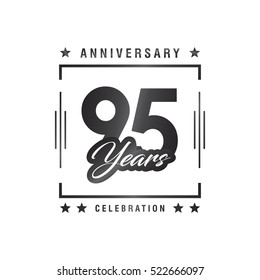 Ninty Five years anniversary celebration logotype. 95th year anniversary logo collection. Anniversary label. Anniversary logo template. Anniversary sign. Vector Illustration