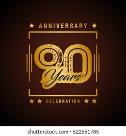 Ninty years anniversary celebration logotype. 90th year anniversary logo collection. Anniversary label. Anniversary logo template. Anniversary sign. Vector Illustration