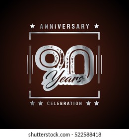 Ninty years anniversary celebration logotype. 90th years anniversary logo collection. Anniversary label. Anniversary logo template. Anniversary sign. Vector Illustration