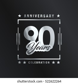 Ninty years anniversary celebration logotype. 90th year anniversary logo collection. Anniversary label. Anniversary logo template. Anniversary sign. Vector Illustration