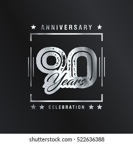 Ninty years anniversary celebration logotype. 90th year anniversary logo collection. Anniversary label. Anniversary logo template. Anniversary sign. Vector Illustration