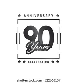 Ninty years anniversary celebration logotype. 90th year anniversary logo collection. Anniversary label. Anniversary logo template. Anniversary sign. Vector Illustration