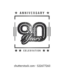 Ninty years anniversary celebration logotype. 90th year anniversary logo collection. Anniversary label. Anniversary logo template. Anniversary sign. Vector Illustration