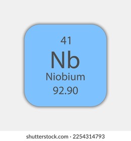 Niobium symbol. Chemical element of the periodic table. Vector illustration.