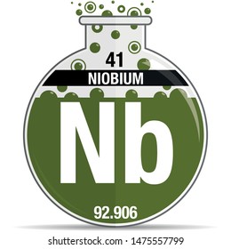 Niobium symbol on chemical round flask. Element number 41 of the Periodic Table of the Elements - Chemistry. Vector image