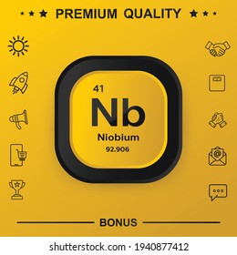 Niobium symbol with yellow button