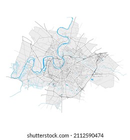 Niort, Deux-Sèvres, Francia mapa vectorial de alta resolución con límites de ciudad y caminos editables. Bordes blancos para las carreteras principales. Muchos caminos detallados. Formas y líneas azules para el agua.