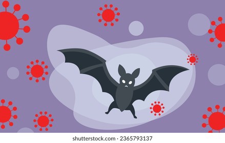 Nipah Virus and Bat Vector Design - Eine Fledermaus auf Nipah-Hintergrund, Nipah-Virus-Konzept