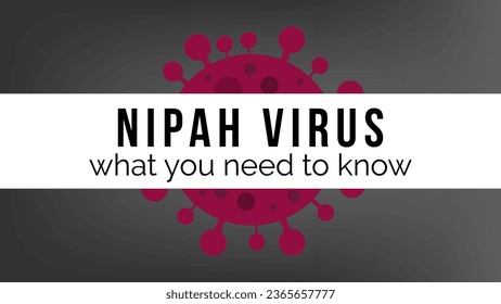 Concepto del virus Nipah. brote de enfermedad. pandemia. Cierre del microscopio de virus Diseño de afiches para publicación en medios sociales