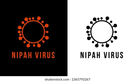 Concepto del virus Nipah. brote de enfermedad. pandemia. Cierre del microscopio de virus Diseño de afiches para publicación en medios sociales