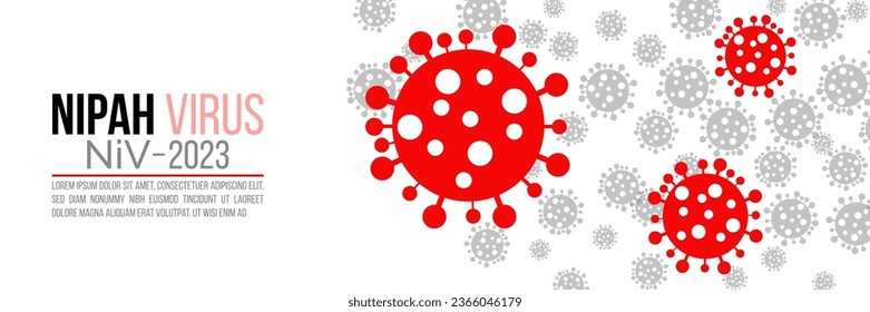 Nipah virus concept. illness outbreak. pandemic. Microscope virus close up Design for poster banner social media post