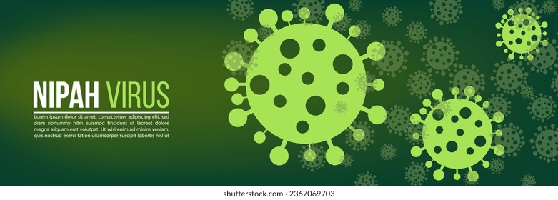 Nipah virus concept. illness outbreak. pandemic. Microscope virus close up Design for poster banner social media post