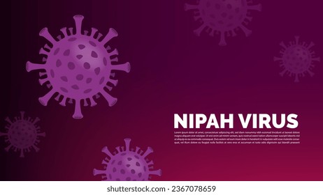 Concepto del virus Nipah. brote de enfermedad. pandemia. Cierre del microscopio de virus Diseño de afiches para publicación en medios sociales