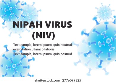 Nipah Virus (NIV). Close up microscopic view of virus particles isolated on a white background. Medical and healthcare concept. Awareness and prevention campaign. Vector Not AI generated.
