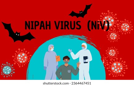 nipah virus (niv) infection is a newly emerging zoonosis that causes severe disease in both animals and humans. Vector illustration 