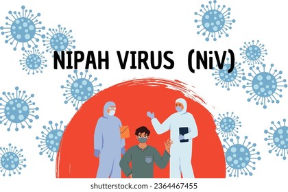 nipah virus (niv) infection is a newly emerging zoonosis that causes severe disease in both animals and humans. Vector illustration 