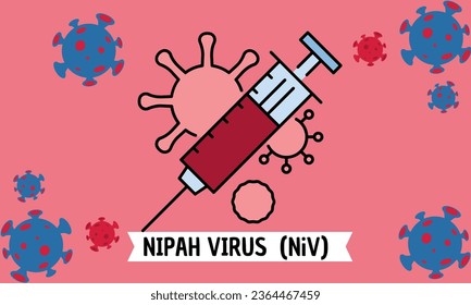 nipah virus (niv) infection is a newly emerging zoonosis that causes severe disease in both animals and humans. Vector illustration 