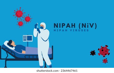 nipah virus (niv) infection is a newly emerging zoonosis that causes severe disease in both animals and humans. Vector illustration 