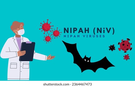 nipah virus (niv) infection is a newly emerging zoonosis that causes severe disease in both animals and humans. Vector illustration 