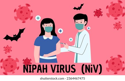 nipah virus (niv) infection is a newly emerging zoonosis that causes severe disease in both animals and humans. Vector illustration 