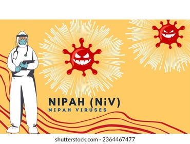 nipah virus (niv) infection is a newly emerging zoonosis that causes severe disease in both animals and humans. Vector illustration 