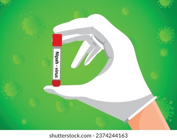 Nipah Virus Testing in Test Tube with Sample Held by Medical Professional