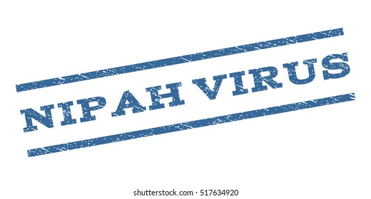 Nipah Virus watermark stamp. Text caption between parallel lines with grunge design style. Rubber seal stamp with dirty texture. Vector cobalt blue color ink imprint on a white background.