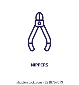 icono de los pimientos de la colección general. Pañuelos lineales delgados, equipo, icono del contorno de trabajo aislado en fondo blanco. Signo de nippers vectoriales de línea, símbolo para web y móvil