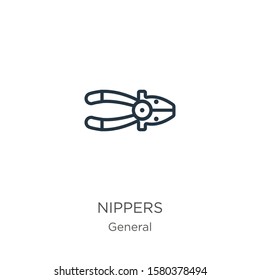 Nippers icon. Thin linear nippers outline icon isolated on white background from general collection. Line vector sign, symbol for web and mobile