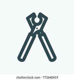 Nippers isolated icon, cable cutters linear icon, wiring tool outline vector icon