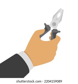 Nippers isolated on white background. Nipper icon. Open cutting pliers. Construction, repair or hand tools concept. Manual wiring tool in flat style. Vector illustration EPS 10.