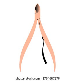 Nippers for manicure. Rose gold and black gradient. Vector illustration.