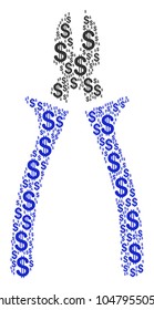 Nippers mosaic of american dollars. Vector dollar icons are organized into nippers composition.