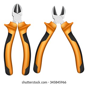 nippers with orange handles and black accents on white background