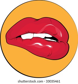 nipping glossy lips