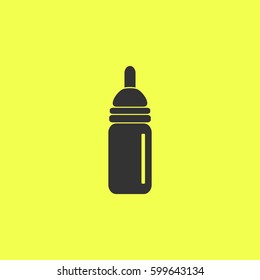 Nipple bottle icon flat. Black pictogram on white background. Vector illustration symbol and bonus button