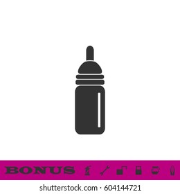 Nipple bottle icon flat. Black pictogram on white background. Vector illustration symbol and bonus button