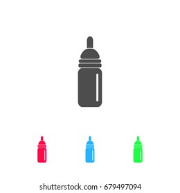Nipple bottle icon flat. Color pictogram on white background. Vector illustration symbol and bonus icons