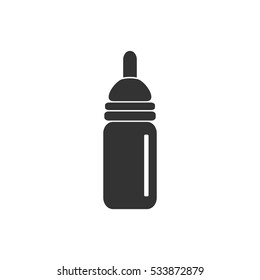 Nipple bottle icon flat. Illustration isolated on white background. Vector grey sign symbol